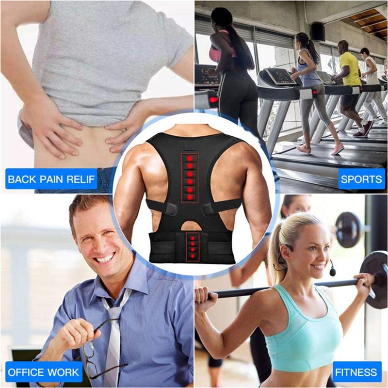 Magnetic Therapy Posture Corrector Brace Back Support Belt for Men Women (S-XXL)