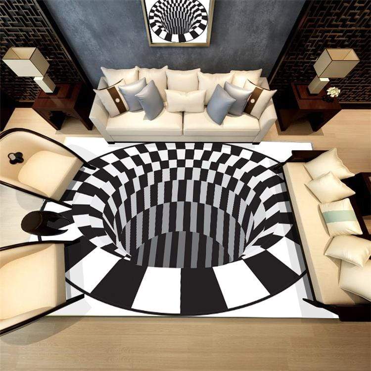 3d Vortex Illusion Rug, Carpet Optical Illusion Floor & Black Hole Rug