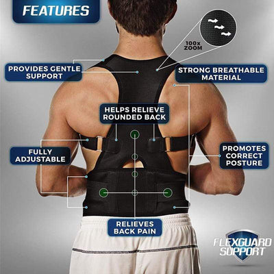 Magnetic Therapy Posture Corrector Brace Back Support Belt for Women & Men