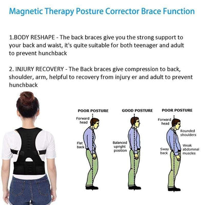 Magnetic Therapy Posture Corrector Brace Back Support Belt for Women & Men