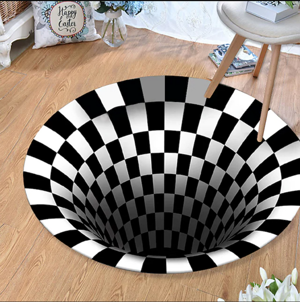 3d Vortex Illusion Rug, Carpet Optical Illusion Floor & Black Hole Rug