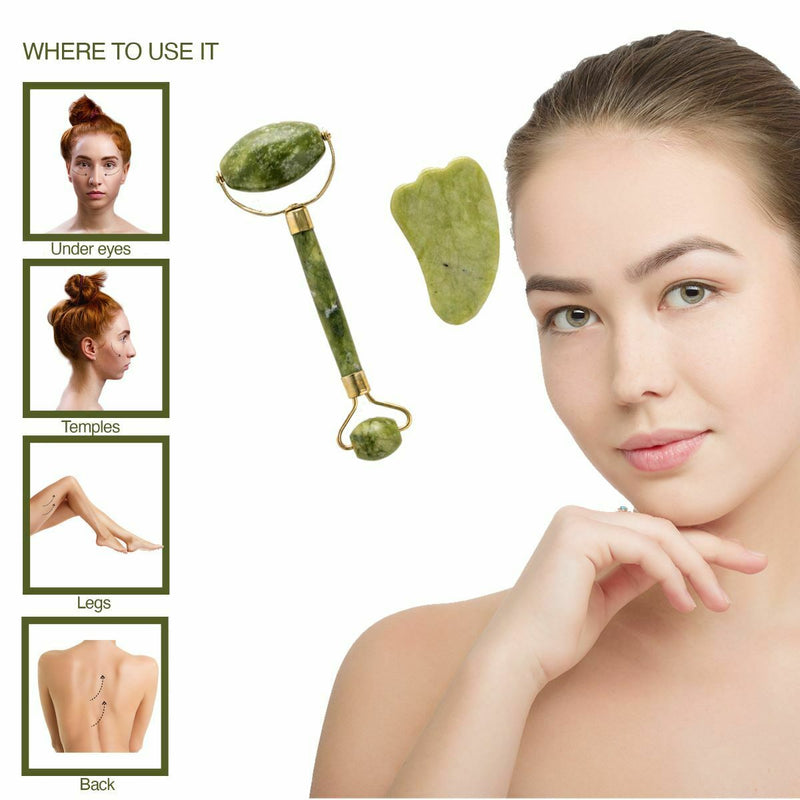 Green Jade Roller & Gua Sha for skin